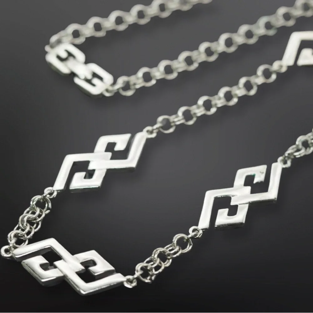 AUTHENTIC VINTAGE GIVENCHY SILVERTONE CHAIN GG CLASP LONG NECKLACE 30" NR - Picture 2 of 12